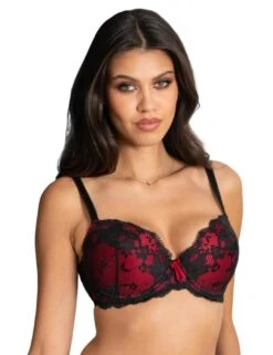 Pour Moi Amour Padded Underwired Bra - Black/Scarlet
