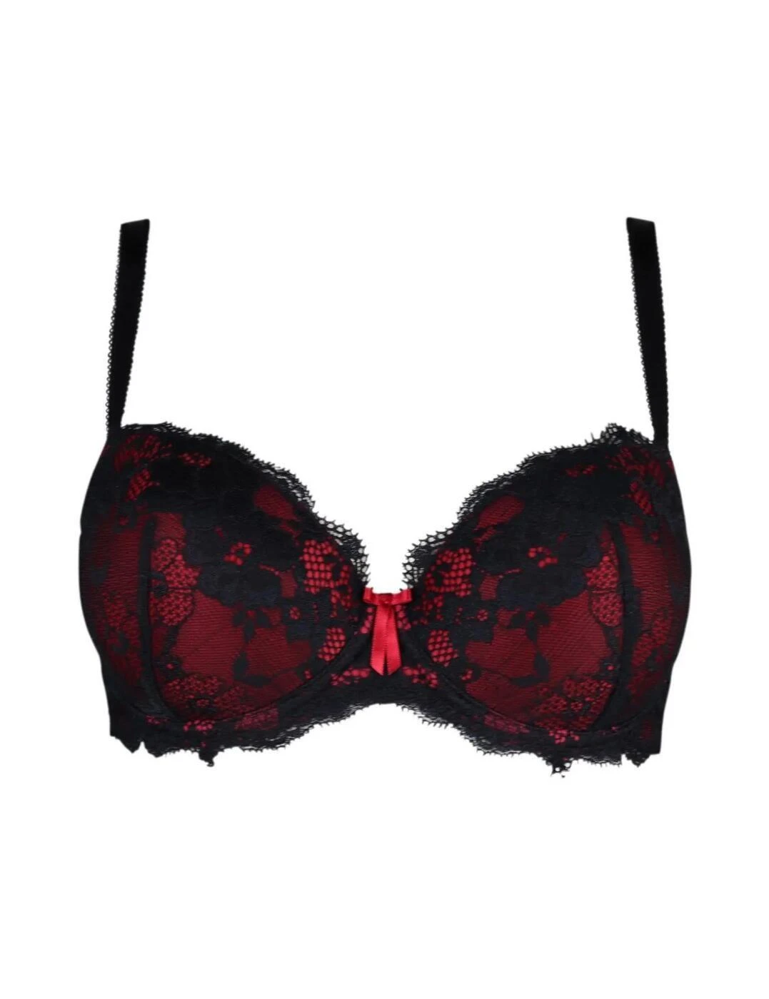 Pour Moi Amour Padded Underwired Bra - Black/Scarlet 3 Pour Moi Amour Padded Underwired Bra - Black/Scarlet - Image 3