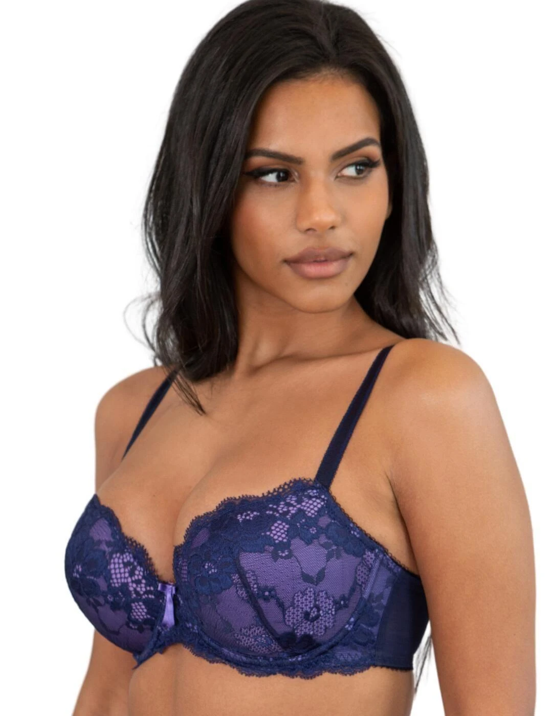 Pour Moi Amour Padded Underwired Bra - Navy/Lavender 3 Pour Moi Amour Padded Underwired Bra - Navy/Lavender - Image 3