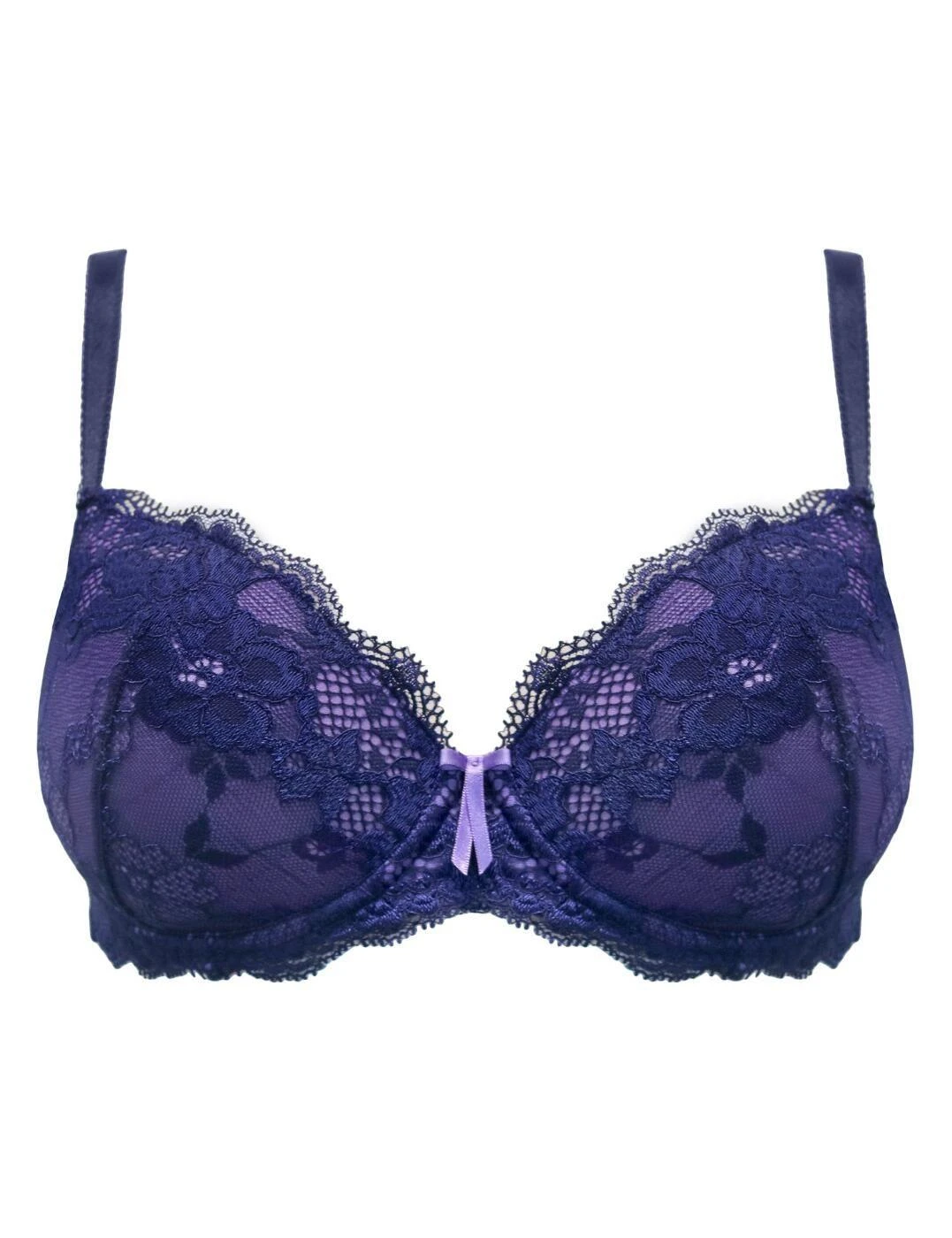 Pour Moi Amour Padded Underwired Bra - Navy/Lavender 4 Pour Moi Amour Padded Underwired Bra - Navy/Lavender - Image 4