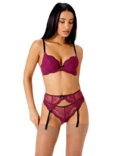 Gossard Superboost Lace Suspender Belt - Purple Potion -Belle Lingerie Store 43267 gossard superboost lace suspender belt purple potion 5