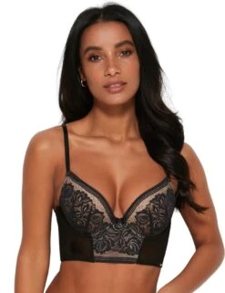 Gossard Encore Padded Longline Bra - Black/Beige