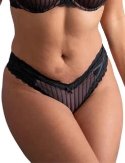 Pour Moi Luxe Linear Brazilian Brief - Black/Blush