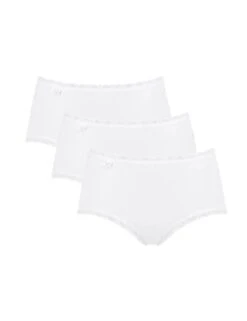 Sloggi 24/7 Cotton Lace Midi Brief 3 Pack - White -Belle Lingerie Store 47779 sloggi 247 cotton lace midi brief 3 pack white 3