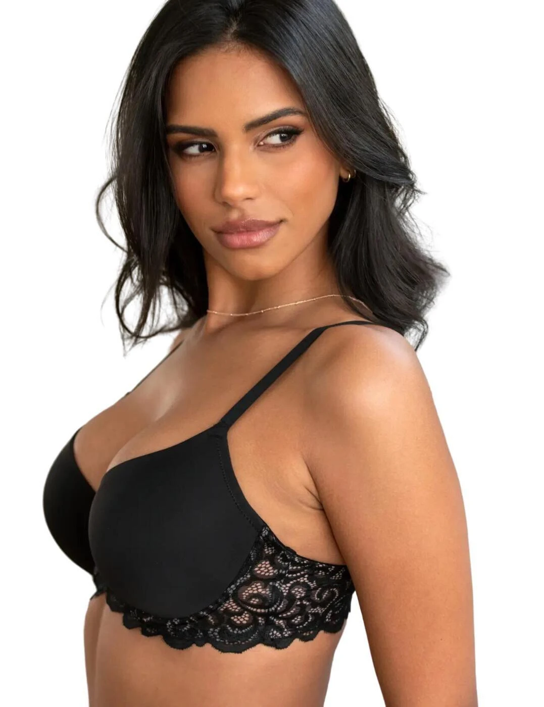 Pour Moi Romance Lightly Padded Balcony T Shirt Bra - Black 2 Pour Moi Romance Lightly Padded Balcony T Shirt Bra - Black - Image 2