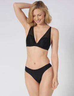 Triumph Aura Spotlight High Leg Thong - Black -Belle Lingerie Store 49213 triumph aura spotlight high leg thong black 4