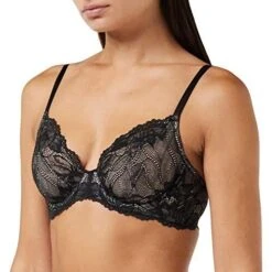 Calvin Klein Seductive Comfort Lotus Floral Full Cup Bra - Black
