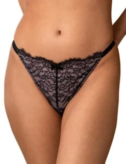 Pour Moi Dark Romance Thong - Black/Pink