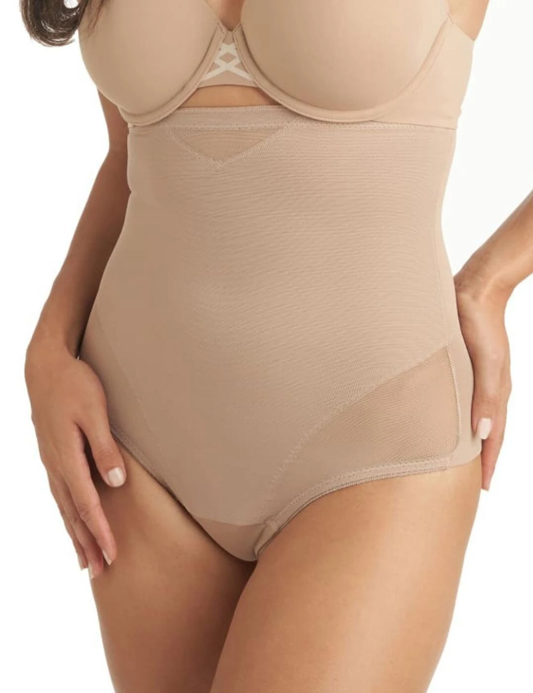 Miraclesuit Sexy Sheer High Waist Thong - Stucco 1 Miraclesuit Sexy Sheer High Waist Thong - Stucco