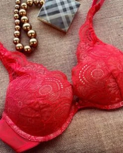 Wonderbra Refined Glamour Triangle Plunge Bra - Brick Red -Belle Lingerie Store 53630 wonderbra refined glamour triangle plunge bra brick red 3