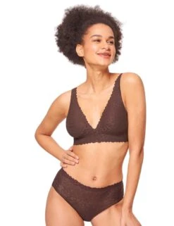 Sloggi Zero Feel Lace 2.0 Bralette Top - Ebony Brown -Belle Lingerie Store 53730 sloggi zero feel lace 20 bralette top ebony brown 4