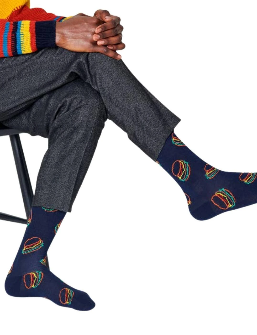 Happy Socks Lunch Time Sock - Blue 2 Happy Socks Lunch Time Sock - Blue - Image 2