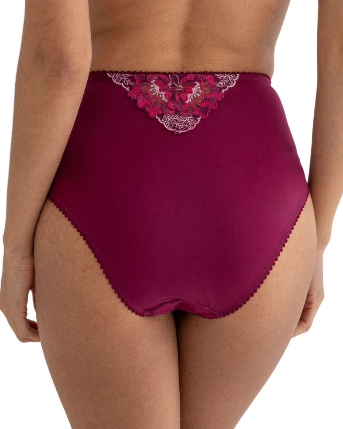 Pour Moi Sofia Lace Embroidered Deep Brief - Berry/Pink 2 Pour Moi Sofia Lace Embroidered Deep Brief - Berry/Pink - Image 2