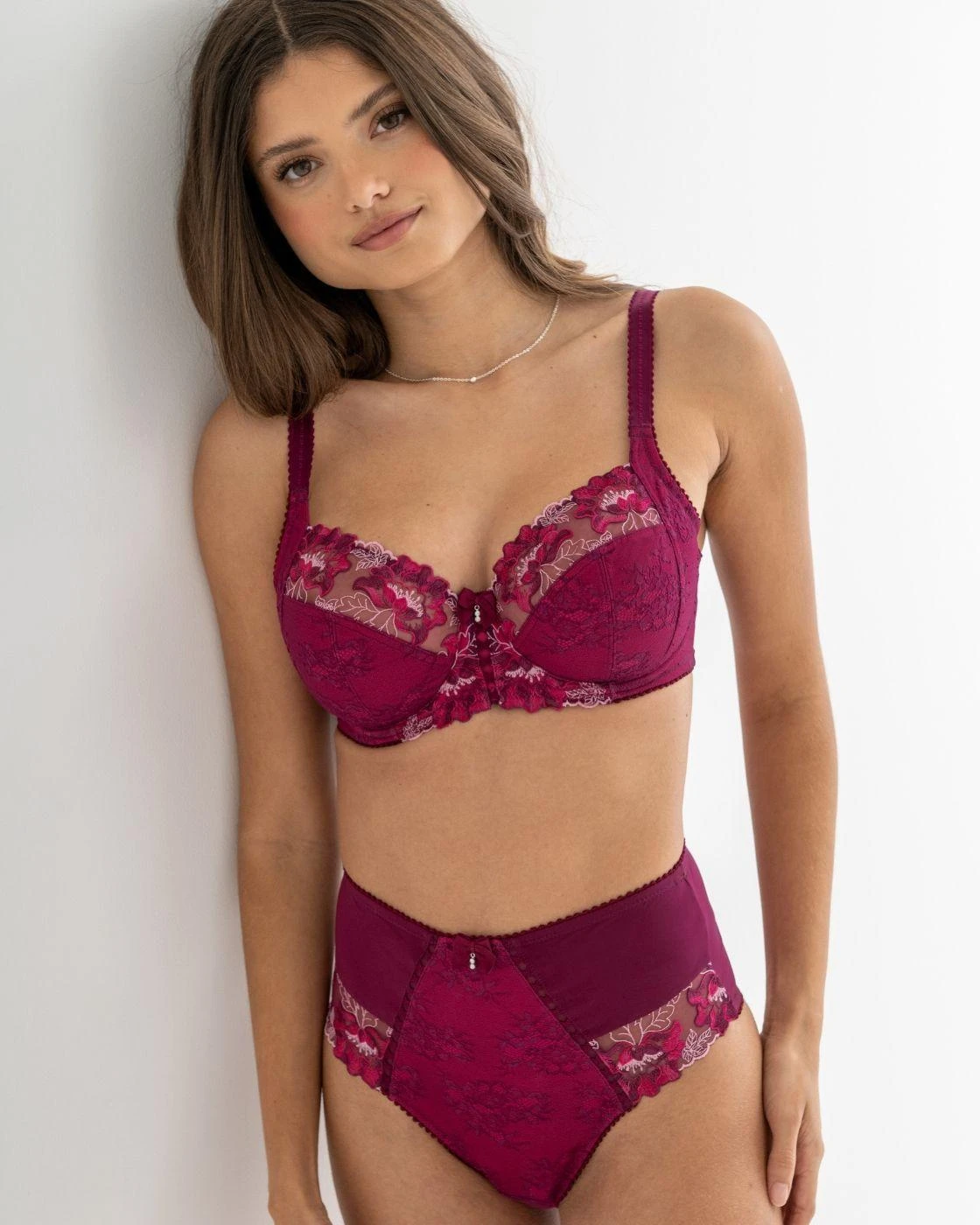 Pour Moi Sofia Lace Embroidered Deep Brief - Berry/Pink 5 Pour Moi Sofia Lace Embroidered Deep Brief - Berry/Pink - Image 5