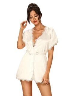 Obsessive Prima Neve Peignoir Robe - White
