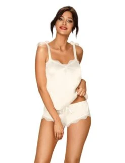 Obsessive Prima Neve Camisole Top And Brief Set - White