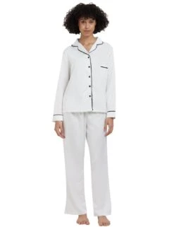 Bluebella Claudia Shirt And Trouser Set - Cream/Black