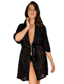 Obsessive Jagueria Peignoir Robe - Black