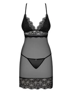 Obsessive Renelia Chemise And Thong - Black -Belle Lingerie Store 56764 obsessive renelia chemise and thong black 3