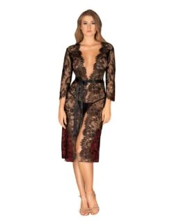 Obsessive Lashy Peignoir Robe - Black