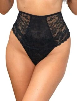 Pour Moi For Your Eyes Only High Waist Crotchless Thong - Black