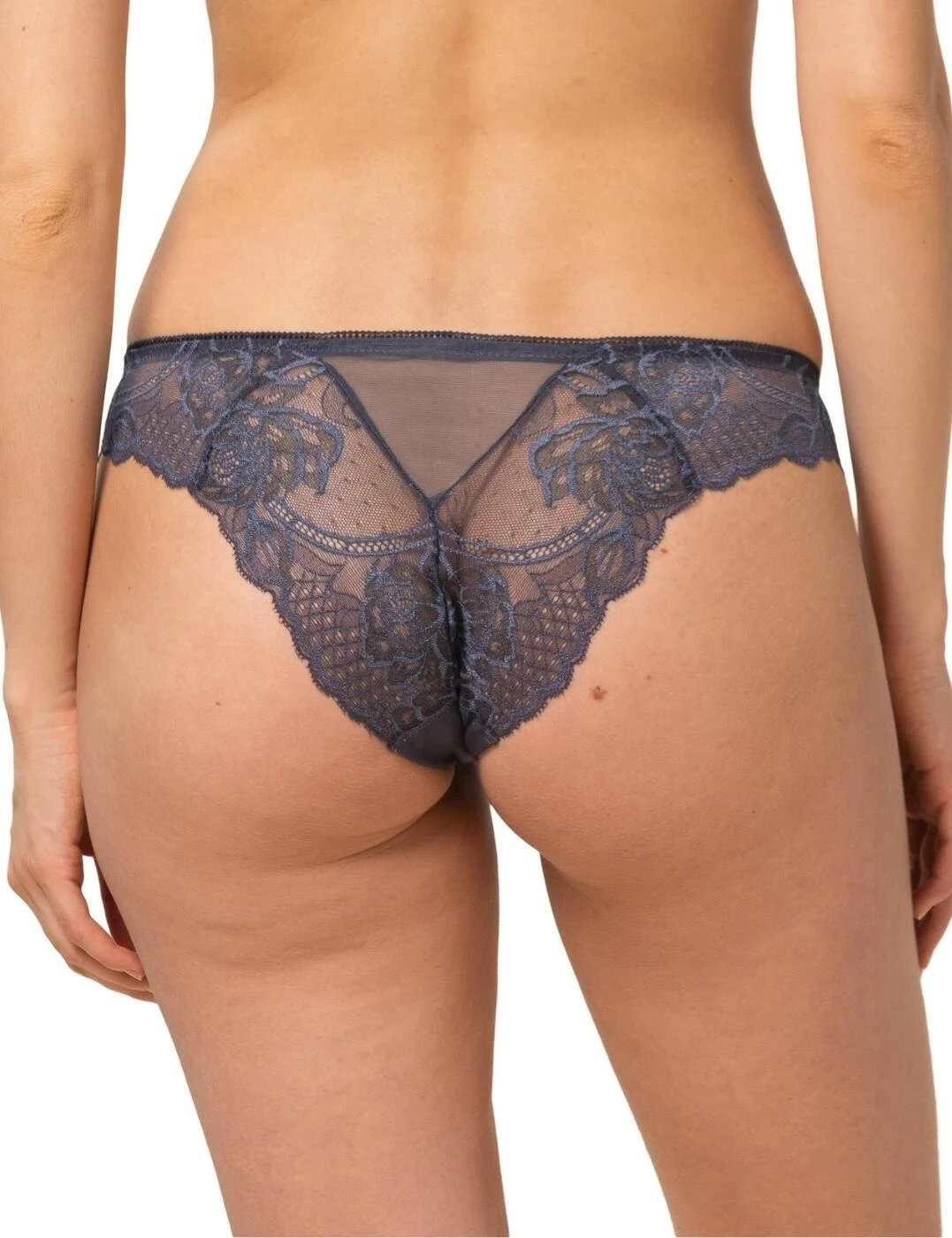 Triumph Wild Peony Florale Brazilian Brief - Pebble Grey 2 Triumph Wild Peony Florale Brazilian Brief - Pebble Grey - Image 2