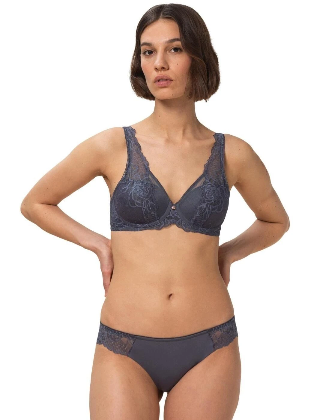 Triumph Wild Peony Florale Brazilian Brief - Pebble Grey 4 Triumph Wild Peony Florale Brazilian Brief - Pebble Grey - Image 4