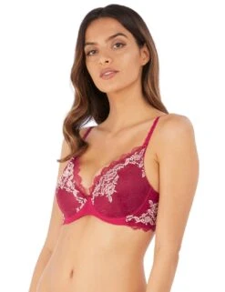 Wacoal Lace Perfection Underwired Plunge Bra - Cerise