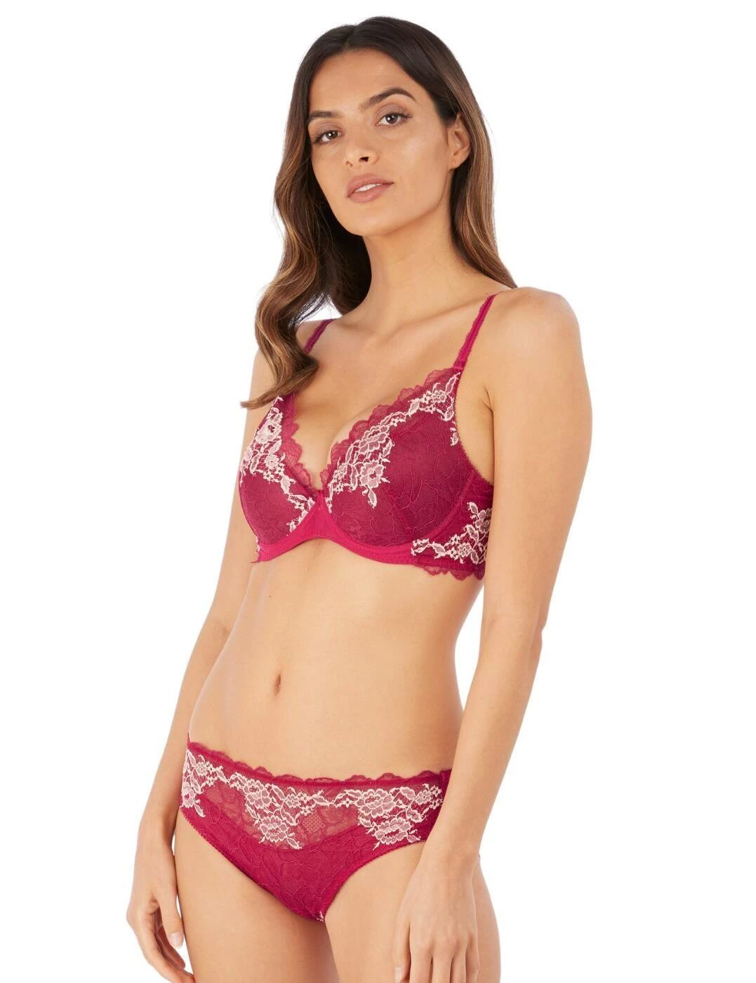 Wacoal Lace Perfection Underwired Plunge Bra - Cerise 5 Wacoal Lace Perfection Underwired Plunge Bra - Cerise - Image 5