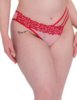 Scantilly By Curvy Kate Tantric Brazilian Brief - Pink/Red