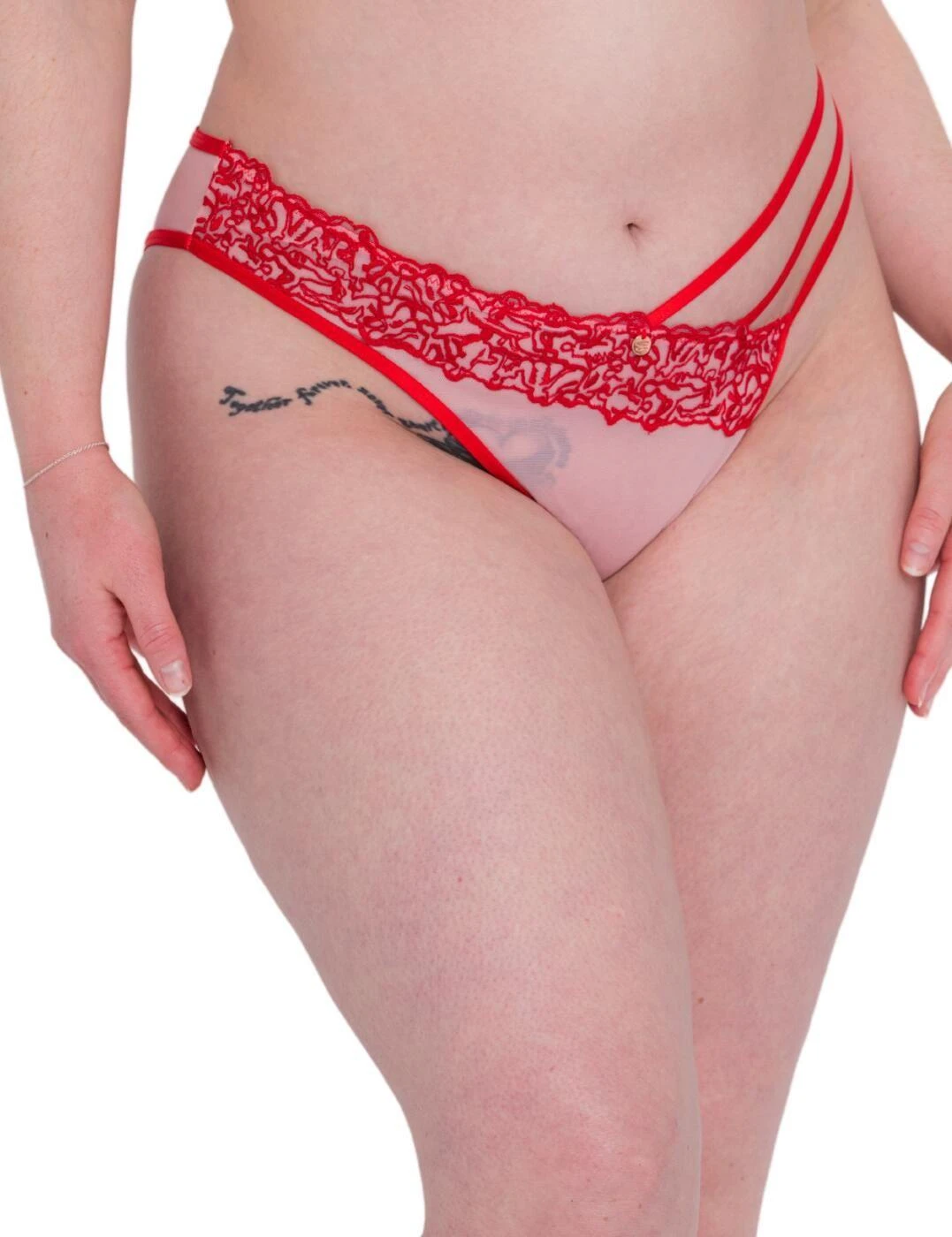 Scantilly By Curvy Kate Tantric Brazilian Brief - Pink/Red 1 Scantilly By Curvy Kate Tantric Brazilian Brief - Pink/Red