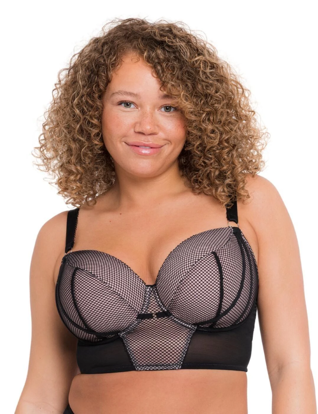 Curvy Kate Gin Fizz Longline Balcony Bra - Black/Blush 1 Curvy Kate Gin Fizz Longline Balcony Bra - Black/Blush