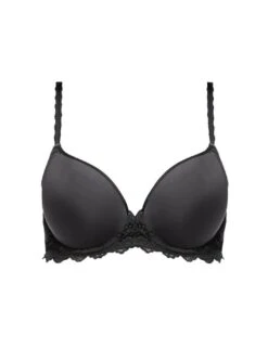 Wacoal Lace Perfection Underwired Contour Bra - Charcoal -Belle Lingerie Store 58680 wacoal lace perfection underwired contour bra charcoal 4