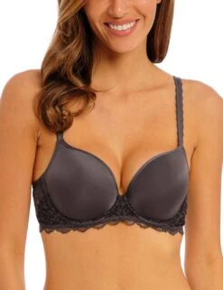 Wacoal Lace Perfection Underwired Contour Bra - Charcoal -Belle Lingerie Store 58680 wacoal lace perfection underwired contour bra charcoal 5