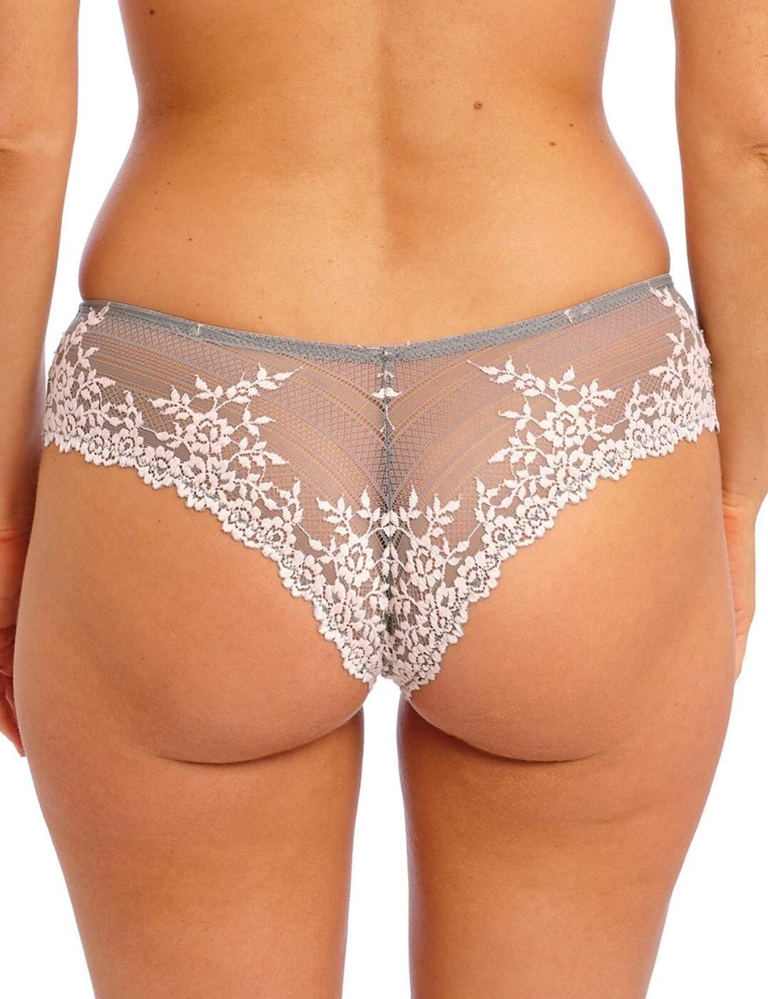 Wacoal Embrace Lace Tanga Brief - Smoke/Crystal Pink 2 Wacoal Embrace Lace Tanga Brief - Smoke/Crystal Pink - Image 2