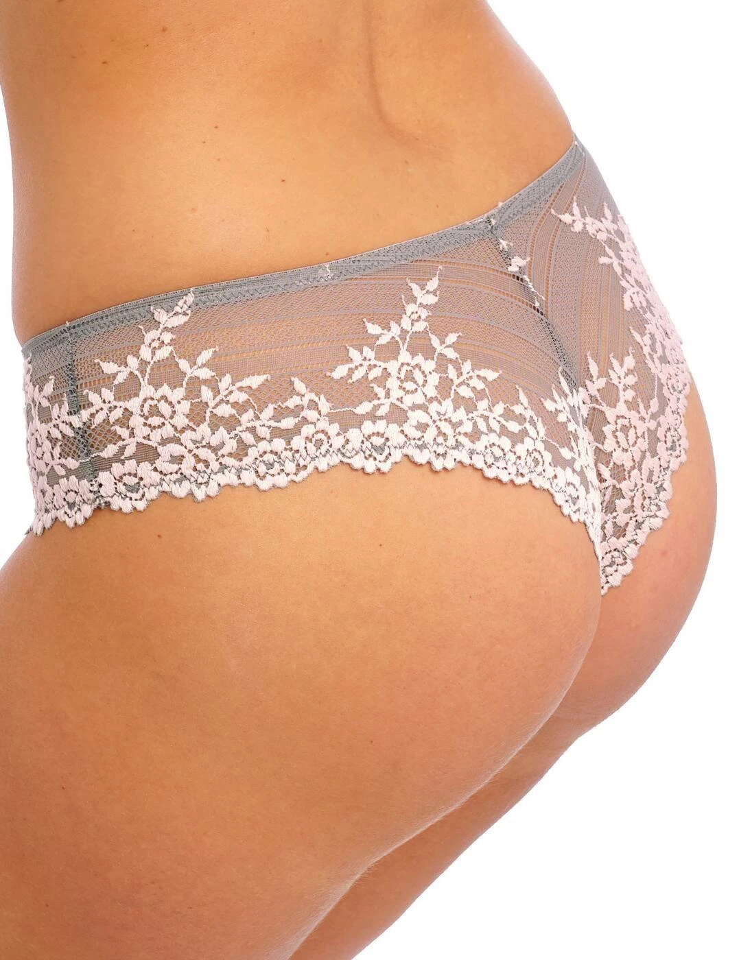 Wacoal Embrace Lace Tanga Brief - Smoke/Crystal Pink 3 Wacoal Embrace Lace Tanga Brief - Smoke/Crystal Pink - Image 3