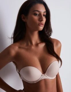 Aubade Sweetessence Moulded Bandeau Bra - Skin -Belle Lingerie Store 59579 aubade sweetessence moulded bandeau bra skin 3