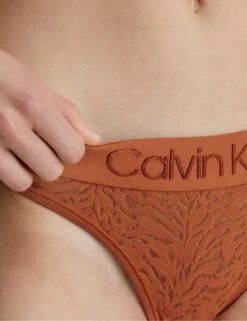 Calvin Klein Intrinsic Lace Thong - Gingerbread -Belle Lingerie Store 60025 calvin klein intrinsic lace thong gingerbread 4