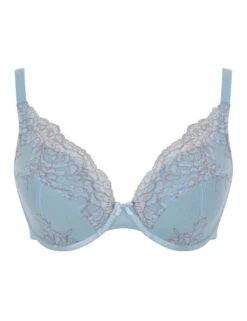 Panache Ana High Apex Padded Plunge Bra - Blue/Ash Rose -Belle Lingerie Store 60744 panache ana high apex padded plunge bra blueash rose 4