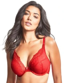 Panache Ana High Apex Padded Plunge Bra - Salsa Red