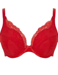 Panache Ana High Apex Padded Plunge Bra - Salsa Red -Belle Lingerie Store 60744 panache ana high apex padded plunge bra salsa red 3