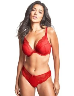 Panache Ana High Apex Padded Plunge Bra - Salsa Red -Belle Lingerie Store 60744 panache ana high apex padded plunge bra salsa red 4