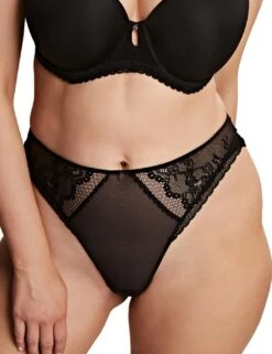 Cleo By Panache Alexis High Waist High Leg Brazilian Brief - Black