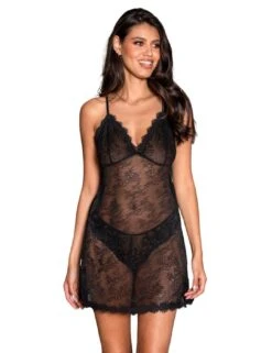 Pour Moi For Your Eyes Only Split Hem Chemise - Black