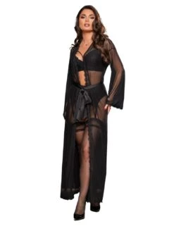 Pour Moi For Your Eyes Only Mesh And Lace Maxi Gown - Black