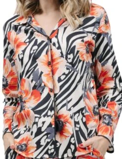 Cyberjammies Nicole Pyjama Top - Charcoal Animal Floral Print -Belle Lingerie Store 62246 cyberjammies nicole pyjama top charcoal animal floral print 4