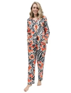 Cyberjammies Nicole Pyjama Top - Charcoal Animal Floral Print -Belle Lingerie Store 62246 cyberjammies nicole pyjama top charcoal animal floral print 6