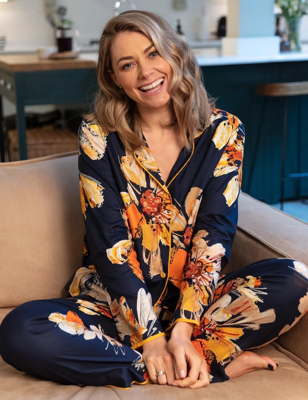 Cyberjammies Cosmo Pyjama Top - Navy Floral Print 9 Cyberjammies Cosmo Pyjama Top - Navy Floral Print - Image 9