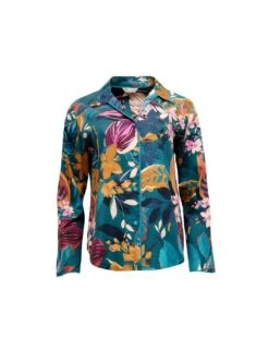 Cyberjammies Maple Pyjama Top - Teal Leaf Print -Belle Lingerie Store 62274 cyberjammies maple pyjama top teal leaf print 3