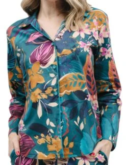 Cyberjammies Maple Pyjama Top - Teal Leaf Print -Belle Lingerie Store 62274 cyberjammies maple pyjama top teal leaf print 4
